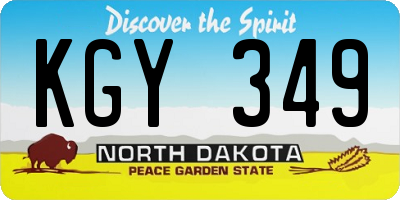 ND license plate KGY349