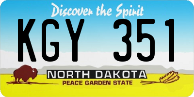 ND license plate KGY351