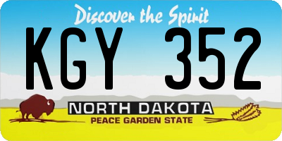 ND license plate KGY352