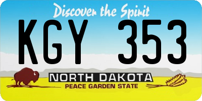 ND license plate KGY353
