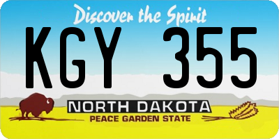 ND license plate KGY355