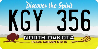 ND license plate KGY356