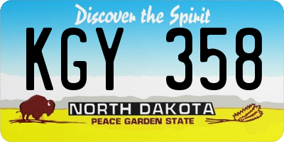 ND license plate KGY358