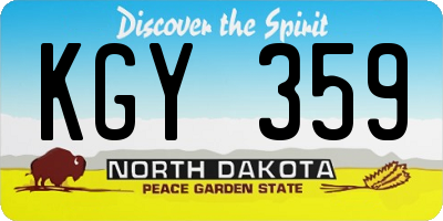 ND license plate KGY359