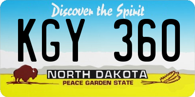 ND license plate KGY360