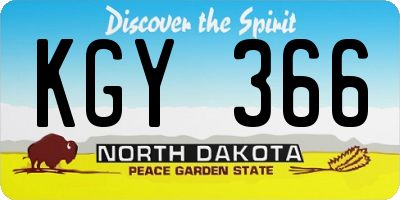ND license plate KGY366