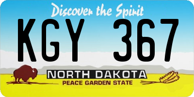 ND license plate KGY367