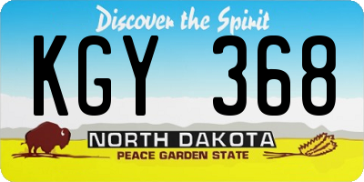 ND license plate KGY368