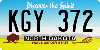 ND license plate KGY372