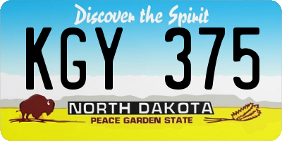 ND license plate KGY375