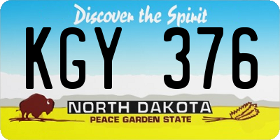 ND license plate KGY376