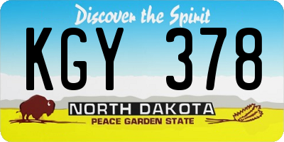ND license plate KGY378
