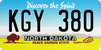 ND license plate KGY380