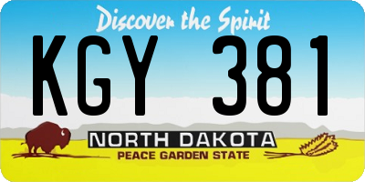 ND license plate KGY381