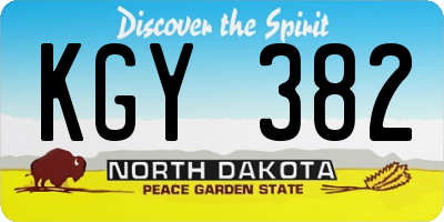 ND license plate KGY382