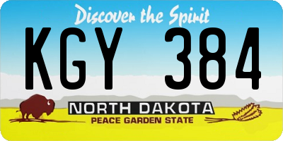 ND license plate KGY384