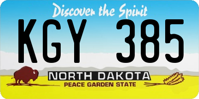 ND license plate KGY385