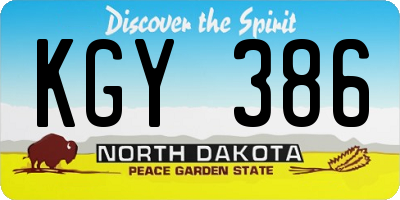 ND license plate KGY386