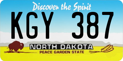 ND license plate KGY387