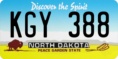 ND license plate KGY388
