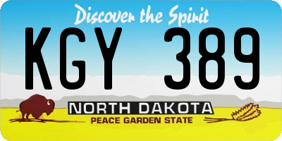 ND license plate KGY389