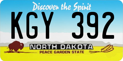 ND license plate KGY392