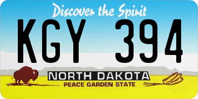 ND license plate KGY394