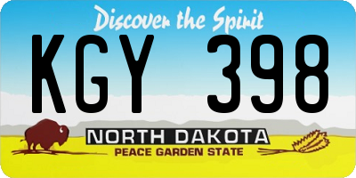 ND license plate KGY398