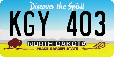 ND license plate KGY403