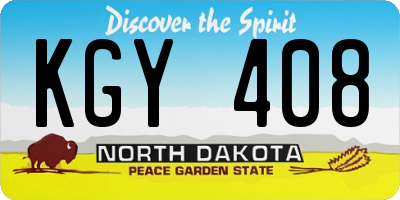 ND license plate KGY408