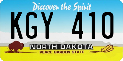 ND license plate KGY410