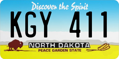 ND license plate KGY411