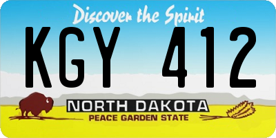 ND license plate KGY412