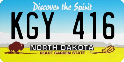 ND license plate KGY416