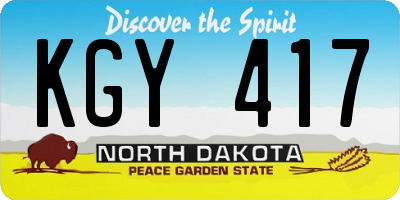 ND license plate KGY417