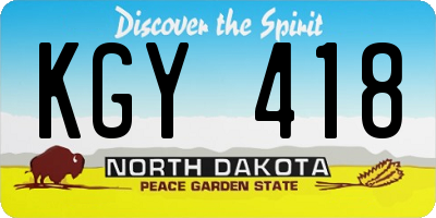 ND license plate KGY418