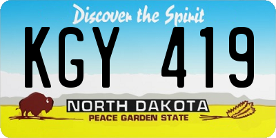 ND license plate KGY419