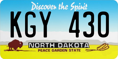 ND license plate KGY430