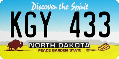 ND license plate KGY433