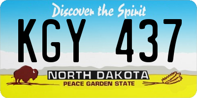 ND license plate KGY437