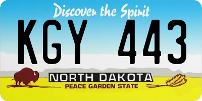 ND license plate KGY443