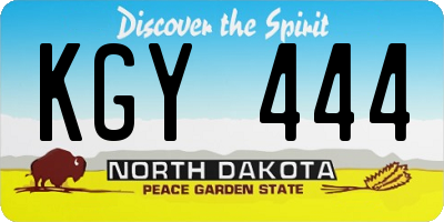 ND license plate KGY444