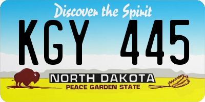 ND license plate KGY445