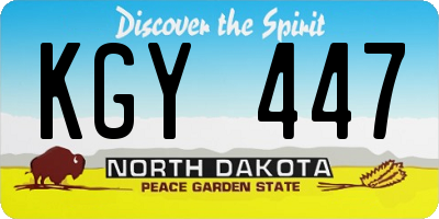 ND license plate KGY447