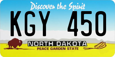 ND license plate KGY450