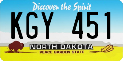 ND license plate KGY451