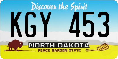 ND license plate KGY453