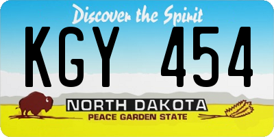 ND license plate KGY454