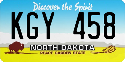 ND license plate KGY458