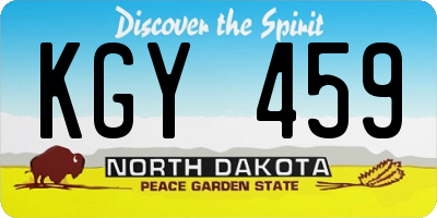 ND license plate KGY459